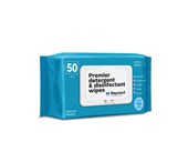 PREMIER DETERGENT  DISINFECTANT WIPES  WHITE APERTURED 50 WIPES PER PACK