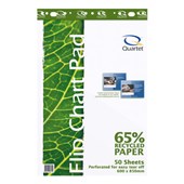 QUARTET RECYCLED FLIPCHART PAD 65GSM 50 SHEETS 600 X 850MM WHITE PACK 2