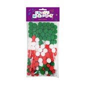 CRAFT POM POMS GLITTER XMAS PACK OF 156