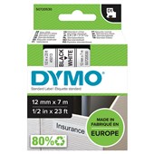 DYMO 45013 D1 LABELLING TAPE 12MM X 7M BLACK ON WHITE