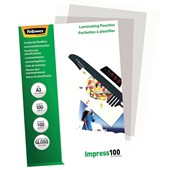 FELLOWES LAMINATING POUCH GLOSS A3 100MIC PACK 100