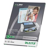 LEITZ ILAM LAMINATING POUCH 80 MICRON A3 CLEAR PACK 100