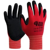 RED RAM SAFETY GLOVES POLYAMIDE WITH SANDY LATEX COATING SIZE 7 SMALL RED AND BLACK
