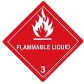 STICKY LABEL FLAMMABLE LIQUID 3 W96 X L100MM ROLL 500 RED