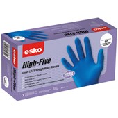 ESKO HIGH FIVE SAFETY GLOVES DISPOSABLE HEAVY DUTY LATEX MEDIUM BLUE BOX 50