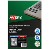 AVERY 959201 L6009 HEAVY DUTY LASER LABELS 48UP SILVER PACK 20