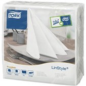 TORK 478711 LINSTYLE PAPER NAPKIN DINNER 1 PLY EMBOSSED W400 X L400MM WHITE PACK 50