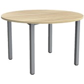 KNIGHT CUBIT MEETING TABLE ROUND D1200 X H730MM SILVER FRAME ATLANTIC OAK TOP