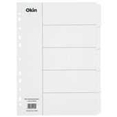 OKIN CARDBOARD DIVIDERS 5 TAB A4 WHITE