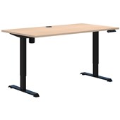 DUO II ELECTRIC DESK W1800 X D800 X H6951145MM BLACK FRAME REFINED OAK TOP
