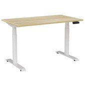 KNIGHT HAVEN ELECTRIC DESK W1200 X D700 X H6301280MM WHITE FRAME ATLANTIC OAK TOP