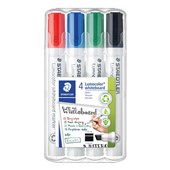 STAEDTLER 351 LUMOCOLOR WHITEBOARD MARKER CHISEL 50MM ASSORTED PACK 4