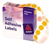 AVERY 937240 DMC14O DISPENSER SELF ADHESIVE CIRCLE LABEL DISPENSER PACK DIA 14MM ORANGE BOX 1050