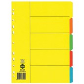 MARBIG MANILLA DIVIDER 5 TAB A4 BRIGHT ASSORTED