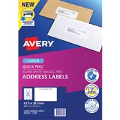 AVERY 952000 L7160 QUICK PEEL ADDRESS LABEL WITH SURE FEED LASER 21UP WHITE PACK 20