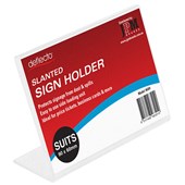 DEFLECTO SIGN HOLDER SLANTED LANDSCAPE 90 X 60MM CLEAR