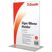 ESSELTE SIGN  MENU HOLDER DOUBLE SIDED PORTRAIT A4 CLEAR