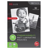 GBC LAMINATING POUCH MATT 80 MICRON A4 CLEAR PACK 100