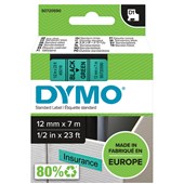 DYMO 45019 D1 LABELLING TAPE 12MM X 7M BLACK ON GREEN