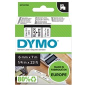 DYMO 43613 D1 LABELLING TAPE 6MM X 7M BLACK ON WHITE