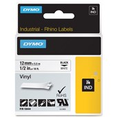 DYMO SD18444 RHINO INDUSTRIAL TAPE VINYL 12MM BLACK ON WHITE