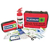 PLATINUM VEHICLE FIRST AID KIT SOFTPACK PLUS FIRE EXTINGUISHER ORANGE