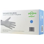 SELFGARD DISPOSABLE LATEX GLOVES LOW POWDER FOOD GRADE 140 LARGE BOX 100