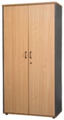 FIRSTLINE CUPBOARD 4 SHELVES WOODEN LOCKABLE W900 X D450 X H1800MM IRONSTONE AND BEECH