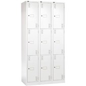 PRECISION CLASSIC STORAGE LOCKER 3 TIER BANK OF 3 W900 X D457 X H1800MM WHITE SATIN