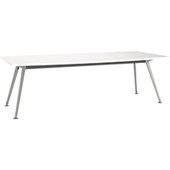 KNIGHT TEAM MEETING TABLE BOARDROOM W2400 X D1200 X H730MM SILVER FRAME WHITE TOP