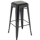 EDEN INDUSTRY BAR STOOL W430 X D430 X H760MM BLACK WITH EASTWOOD FABRIC DOVE SEAT