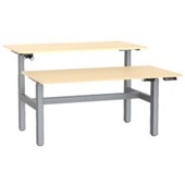 KNIGHT AGILE HEIGHT ADJUSTABLE DESK ELECTRIC 2 STAGE DOUBLE SIDED W1500 X D800 X H6801130MM SILVER FRAME NORDIC MAPLE TOP