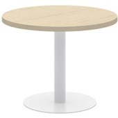 ACCENT CLASSIC COFFEE TABLE ROUND POWDERCOAT W600 X H450MM WHITE BASE REFINED OAK NATURALE TOP