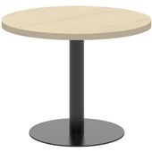 ACCENT CLASSIC COFFEE TABLE ROUND POWDERCOAT W600 X H450MM BLACK BASE REFINED OAK NATURALE TOP