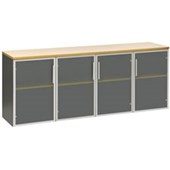 PULSE CREDENZA OC565 4 GLASS DOORS 1800MM BEECH AND IRONSTONE