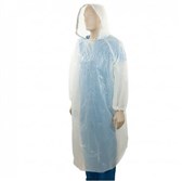 POLYETHYLENE FULL LENGTH SPLASH JACKET WITH HOOD WHITE 800MM X 1300MM X 30MU CARTON OF 200