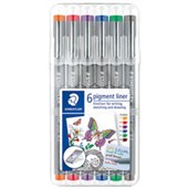 STAEDTLER 308 PIGMENT FINELINER PEN 03MM ASSORTED PACK 6