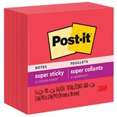 POSTIT SUPER STICKY NOTES 6545SSRR 76 X 76MM RED PACK 5