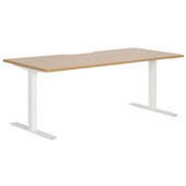 PULSE STRAIGHT SCALLOP DESK 1500MM WHITE METAL LEG BEECH TOP