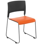 EDEN SLIM VISITOR CHAIR STACKABLE LINKABLE BLACK FRAME WITH ORANGE VINYL SEAT