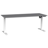 AGILE BOOST HEIGHT ADJUSTABLE SINGLE SIDED ELECTRICAL DESK W1800 X D800 X H7201200MM WHITE FRAME SILVER TOP