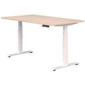 SUMMIT II SINGLE ELECTRIC DESK W1500 X D800 X H6151255MM WHITE FRAME REFINED OAK