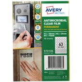 AVERY PROTECT ANTI MICROBIAL PERMANENT FILM MIXED CIRCLES 63UP A4 PACK 10