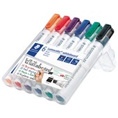 STAEDTLER 351 LUMOCOLOR WHITEBOARD MARKER CHISEL ASSORTED WALLET 6