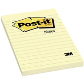 POSTIT 660 LINED NOTES 101 X 152MM YELLOW