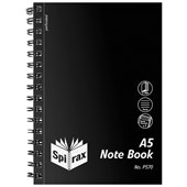 SPIRAX P570 NOTEBOOK PP COVER 7MM RULED SIDE OPEN A5 200 PAGE BLACK