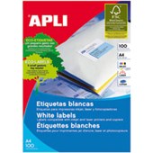 APLI 1273 GENERAL USE LABELS SQUARE CORNERS 24UP 70 X 370MM A4 WHITE 100 SHEETS