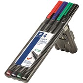 STAEDTLER 403 TRIPLUS ROLLERBALL PEN FINE ASSORTED PACK 4