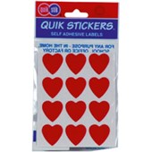 QUIKSTIK LABELS HEART 22MM RED PACK 48