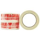 MESSAGE TAPE FRAGILE HANDLE WITH CARE RED ON WHITE 48MM X 100M